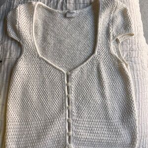 Abercrombie White Crochet Button-Through Top